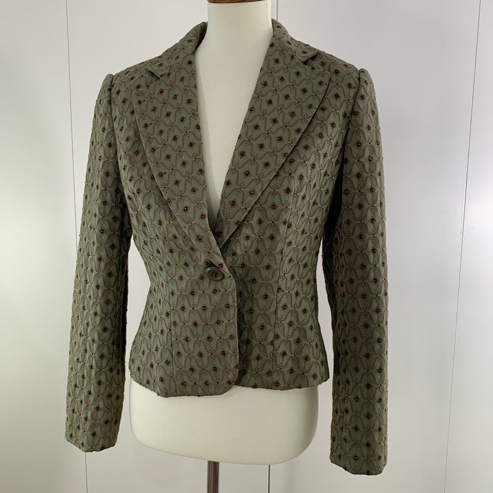 Insight 6 blazer green brown embroidery